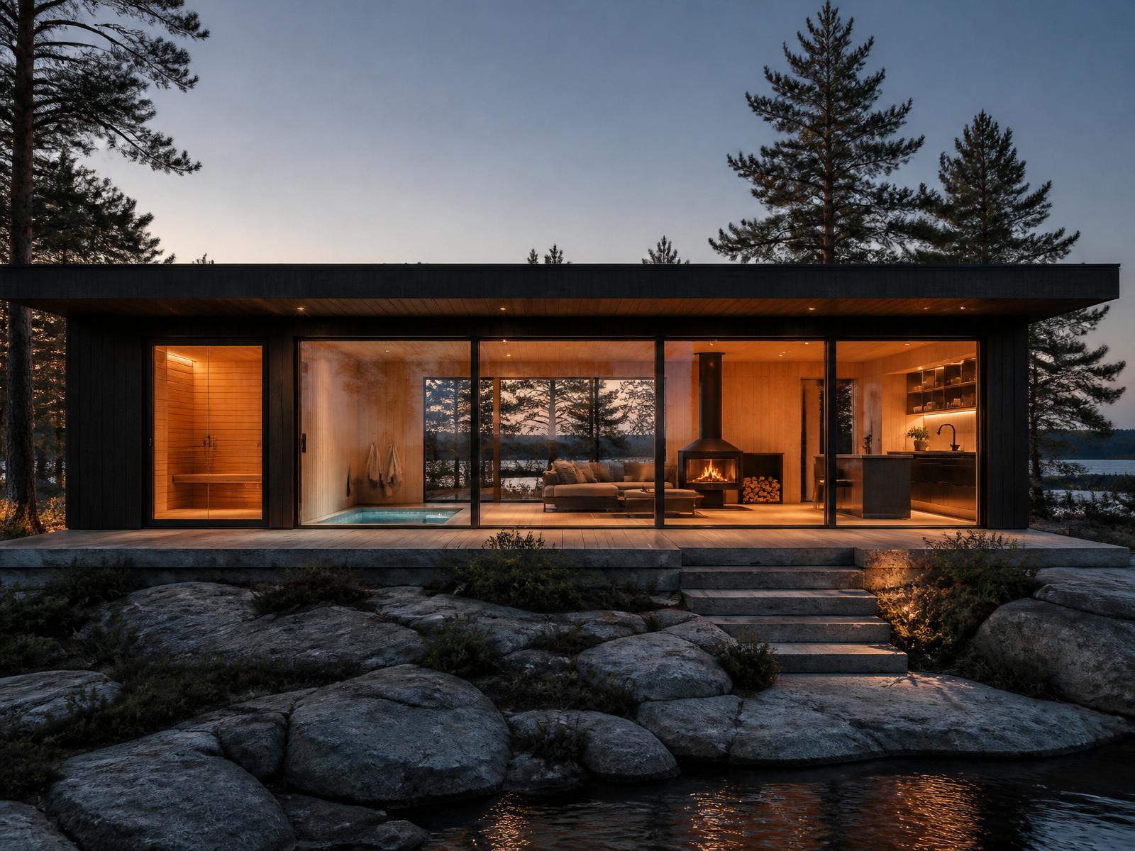 The Retreat - black-timber sauna pavilion concept