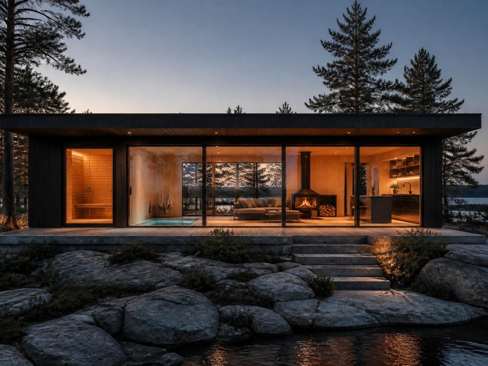The Retreat - black-timber sauna pavilion concept