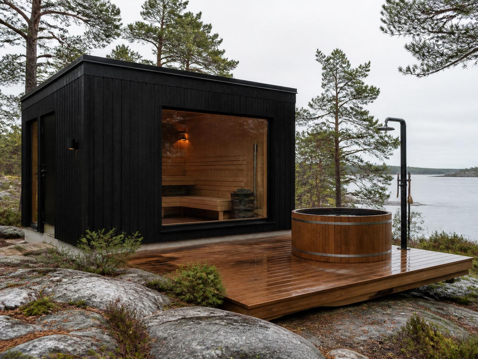 The Sauna House - black-timber sauna pavilion concept